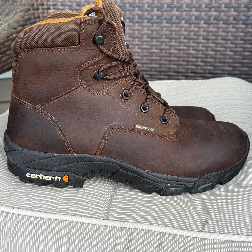 Carhartt Brown Work Boots with Orange Accents - Picture 5 of 13